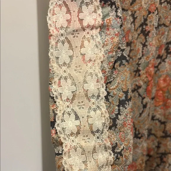 Gunne Sax Floral Long Sleeve Dress with Lace - Picture 3 of 10